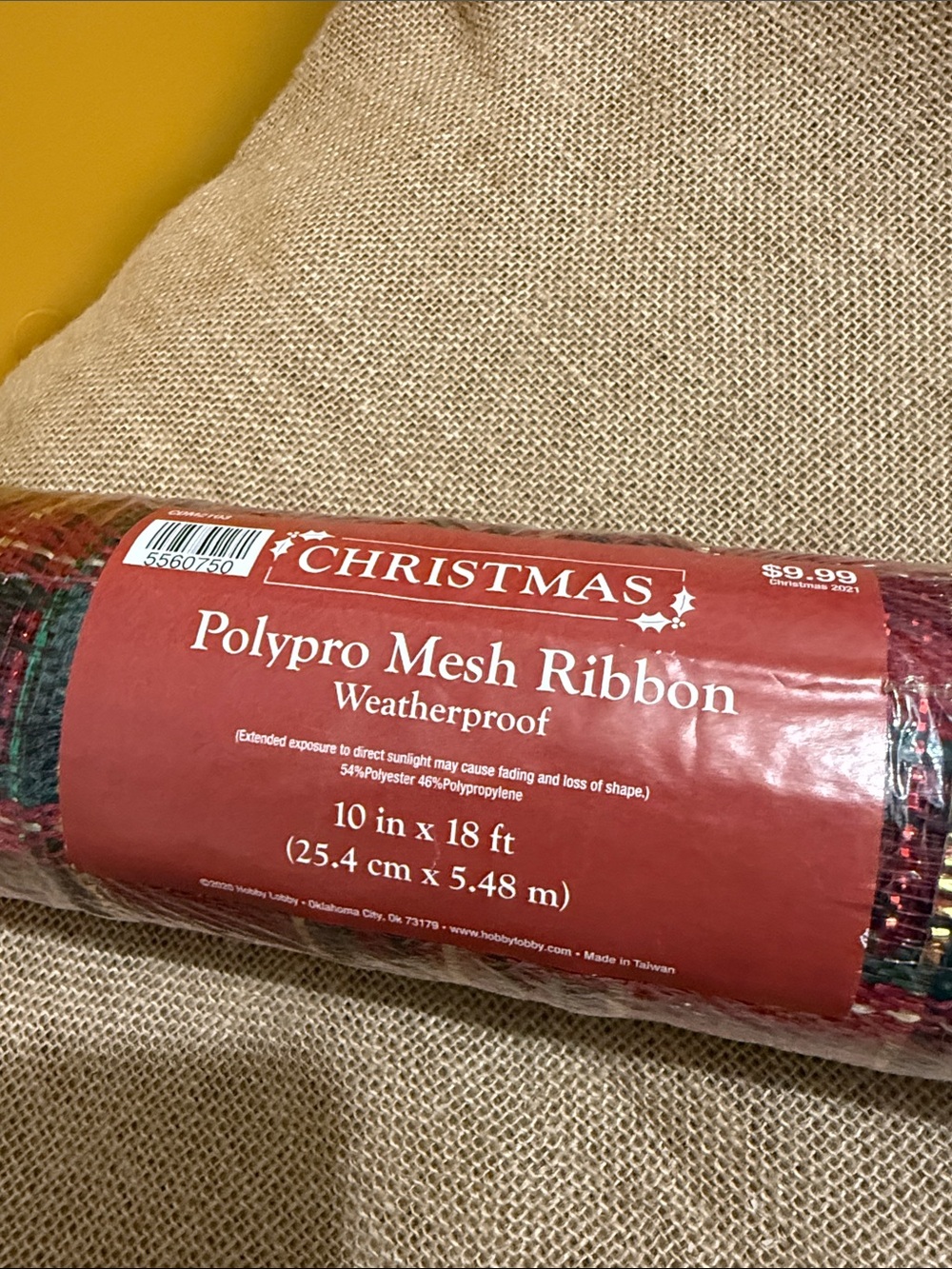 Polypro Mesh Ribbon - Red Multicolor - Picture 2 of 2